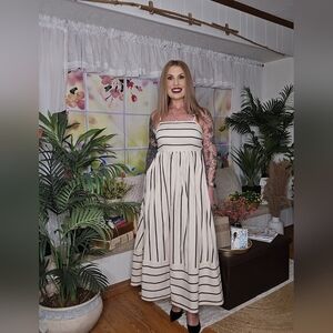 Maxi, Spaghetti Strap, Striped Dress